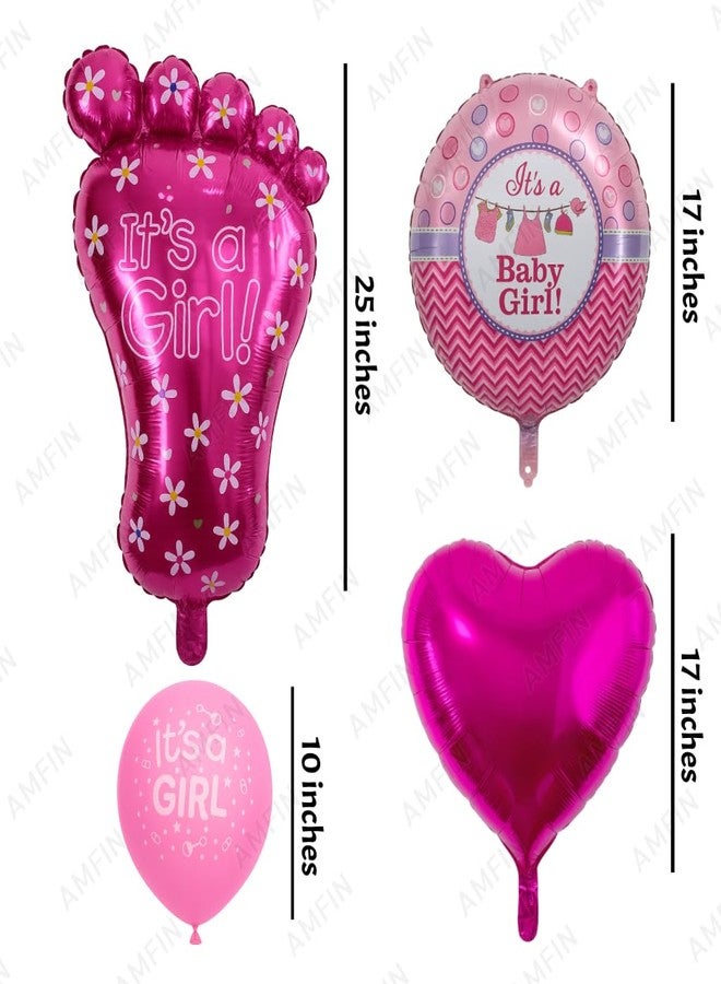 AMFIN (Pack of 7) Its A Girl Foil Balloon For Baby Shower Baby shower foil Balloons Welcome Baby Girl Balloon Baby photoshoot decoration items - Pink - Image 5